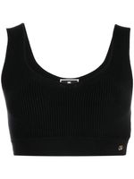 Elisabetta Franchi haut crop en maille nervurée - Noir