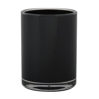 Badkamer drinkbeker/tandenborstelhouder Aveiro - PS kunststof - zwart - 7 x 9 cm
