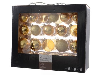 Kerstbal glas gl-mt-glit-tr/assorted/licht goud - Ksd