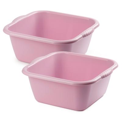 Plasticforte teiltje/afwasbak - 2x - vierkant - kunststof - 10 liter - 36 x 34 x 15 cm - Oud roze