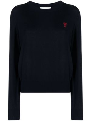 AMI Paris pull en laine mérinos à col rond - Bleu