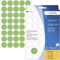 Herma 2255 Etiketten voor markeringspunten Ø 19 mm Groen 1280 stuk(s) Permanent hechtend Papier