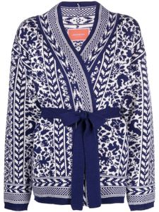 La DoubleJ cardigan en laine à taille ceinturée - Bleu