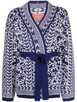 La DoubleJ cardigan en laine à taille ceinturée - Bleu