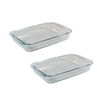 2x Stuks rechthoekige glazen ovenschalen 3 liter 39 x 23,5 x 5 cm - thumbnail