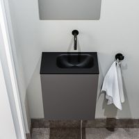 Zaro Polly toiletmeubel 40cm donkergrijs met zwarte wastafel zonder kraangat rechts - thumbnail