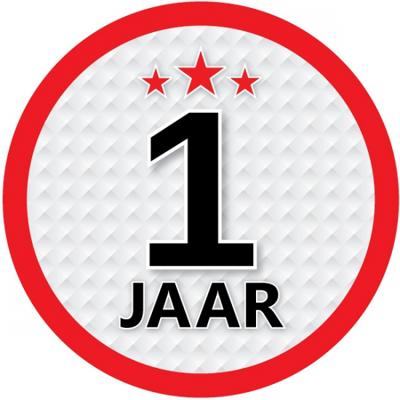 1 jaar leeftijd sticker - rond - Dia 15 cm - 1 jaar verjaardag - jubileum - leeftijd versiering