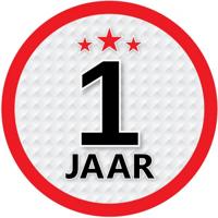 1 jaar leeftijd sticker - rond - Dia 15 cm - 1 jaar verjaardag - jubileum - leeftijd versiering