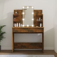 Kaptafel met LED-verlichting 96x40x142 cm gerookt eikenkleur