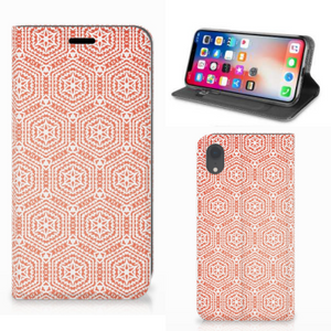 Apple iPhone Xr Hoesje met Magneet Pattern Orange