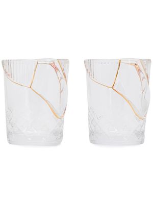 Seletti lot de deux verres en cristal à liserés contrastants - Or