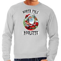 Grote maten foute Kersttrui / outfit Northpole roulette grijs voor heren