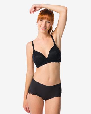 HEMA Medium corrigerende slip met kant second skin zwart (zwart)