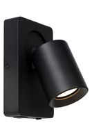NIGEL Wandspot Dimb. GU10 5W 3000K USB oplaadpunt Zwart