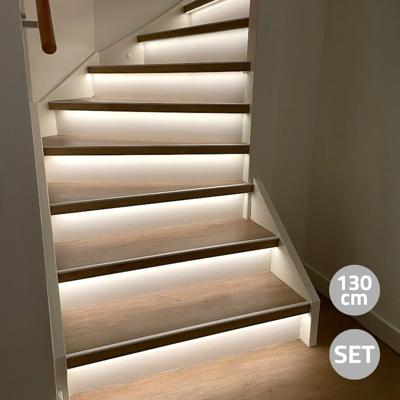Led trapverlichting set premium - led strip set met profiel - helder wit 130 cm