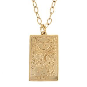 Amulet Staal Goudkleurig Tarot 'de Zon' - 22 mm