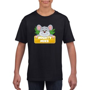 T-shirt zwart voor kinderen met muisje Mighty mike