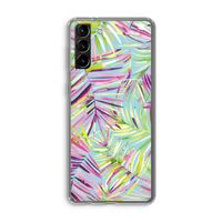 Tropical Palms Blue: Samsung Galaxy S21 Plus Transparant Hoesje