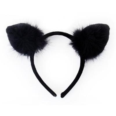 Diadeem met katten oortjes - zwart- meisjes/dames - Carnaval verkleed oren