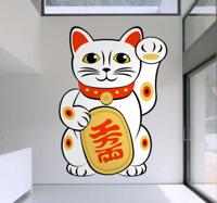 Sticker kat wit vrolijk - thumbnail