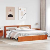 Bedframe met hoofdeinde Wasbruin 180 x 200 cm Massief Vurenhout