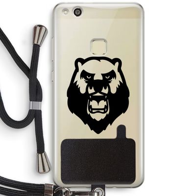 Angry Bear (black): Huawei Ascend P10 Lite Transparant Hoesje met koord