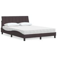Bed met matras "Hanko" stof donkerbruin 140x190 cm