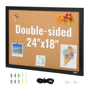 VEVOR 24" x 18" Kurk Prikbord met Muurbevestiging MDF Sticker Frame