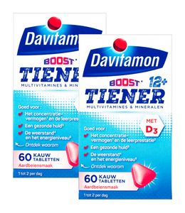 Davitamon Multi Boost 12+ Kauwtabletten Aardbei 60st