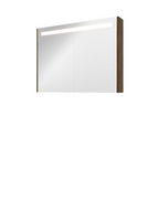 Proline Premium spiegelkast met spiegels aan binnen- en buitenzijde, geïntegreerde LED-verlichting en 2 deuren 100 x 60 x 14 cm, cabana oak