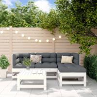 5-delige Loungeset massief grenenhout wit