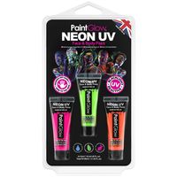 Face/Body paint set - roze/groen/oranje - 3x13 ml - neon/black light - schmink/make-up - waterbasis   - - thumbnail