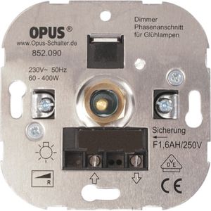 Opus gloeilampen draaidimmer met druk-wisselschakelaar en schroefklemmen 60-600W