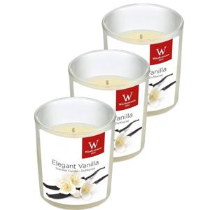 Trend Candles Geurkaars - 3x - in glas - Vanille aroma - 25 branduren - 7 x 8 cm