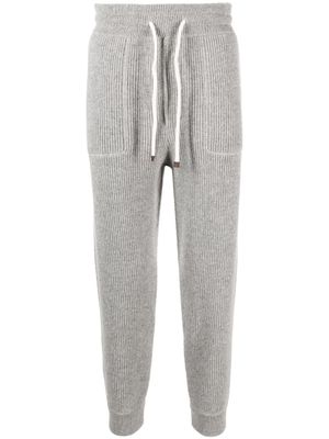 Brunello Cucinelli pantalon de jogging en cachemire à lien de resserrage - Gris
