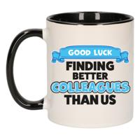 Cadeau koffie/thee mok voor collega - zwart oor - afscheid - keramiek - 300 ml