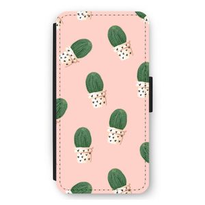 Cactusprint roze: iPhone 11 Flip Hoesje