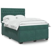 Boxspring met matras fluweel donkergroen 140x190 cm