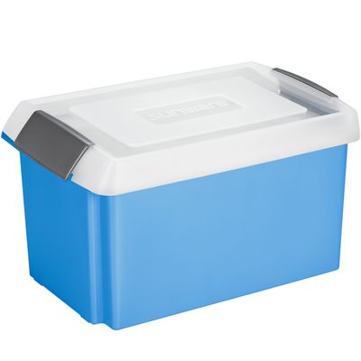 Sunware opslagbox kunststof 51 liter blauw 59 x 39 x 29 cm met hoge deksel