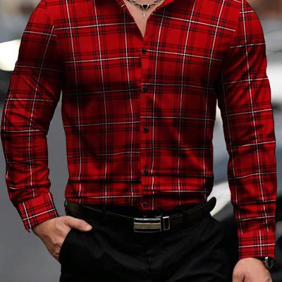 Bon&Bon Homme Men's Plaid Print Long Sleeve Shirt - Pink Regular Fit Multicolor-4 / XXL