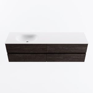 MONDIAZ VICA 170cm badmeubel onderkast Dark Brown 4 lades. Wastafel MOON links 1 kraangat, kleur Talc.