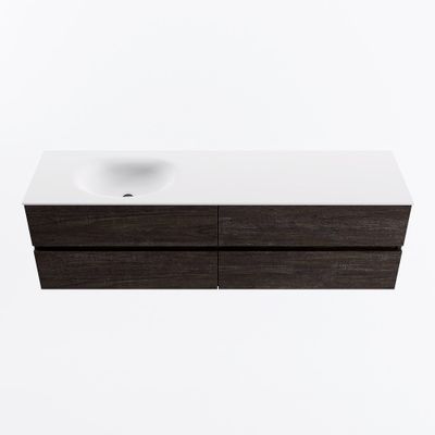 MONDIAZ VICA 170cm badmeubel onderkast Dark Brown 4 lades. Wastafel MOON links 1 kraangat, kleur Talc.