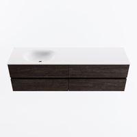 MONDIAZ VICA 170cm badmeubel onderkast Dark Brown 4 lades. Wastafel MOON links 1 kraangat, kleur Talc.