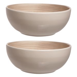 2x stuks salade schalen/kommen rond Turbolino beige/bruin 25 cm