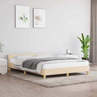 Bedframe zonder matras stof crèmekleurig 140x200 cm