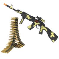 Verkleed wapens - Soldaten - militairen - Camouflage geweer 59 cm - met kogelriem incl patronen