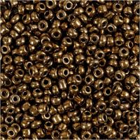 Creativ Company Rocailles, d 3 mm, afm 8/0, gatgrootte 0,6-1,0 mm, brons, 25 gr/ 1 doos