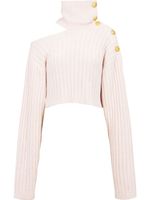 Balmain pull crop à découpes - Rose