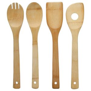 Pollepel set 4-delig 30 cm naturel van bamboe