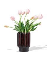 051 Vaas 18cm Glas Ribbel Bruin (bruin)